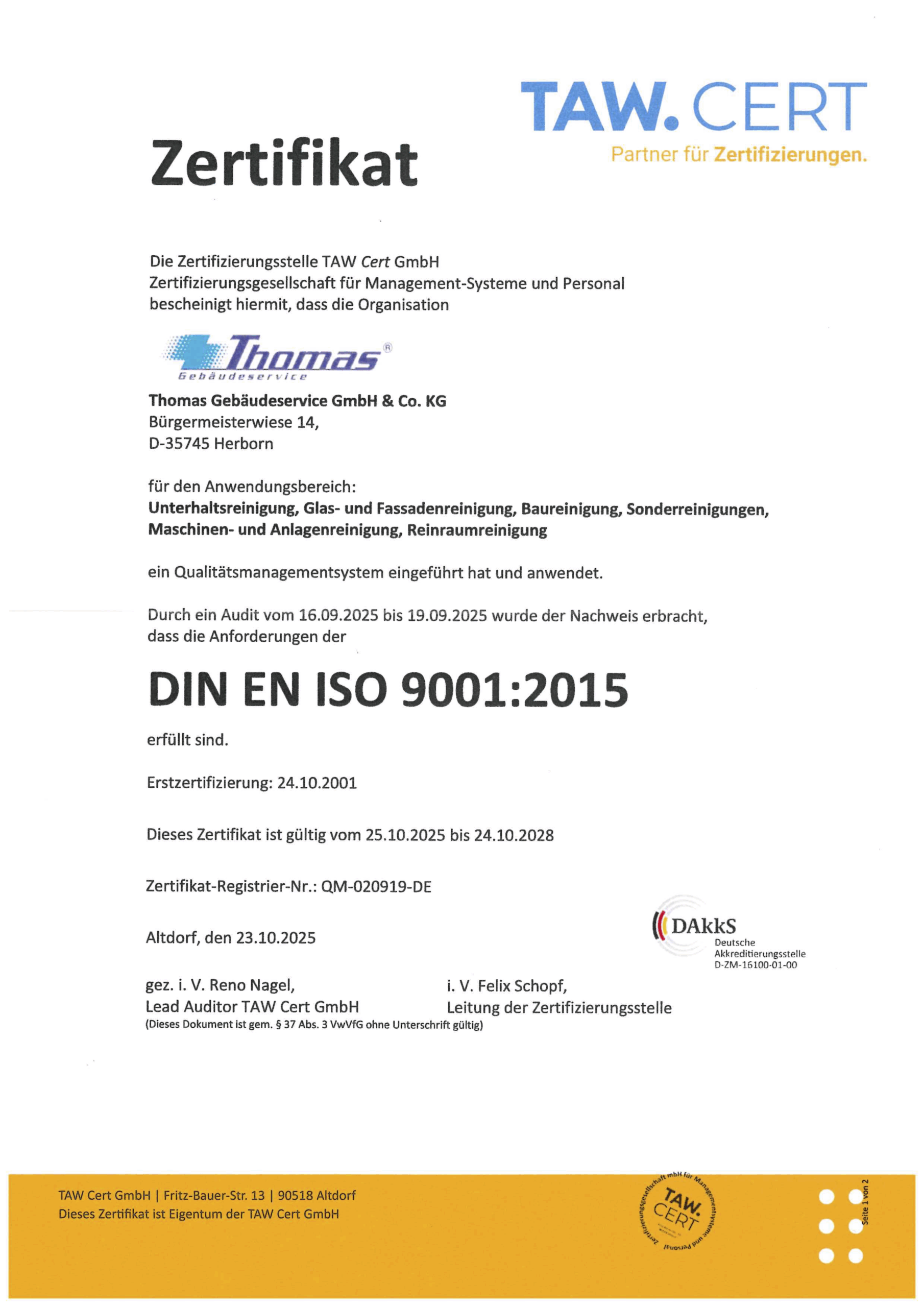 2025-10-25 TAW Cert DIN EN ISO 9001 TAW Cert DIN EN ISO 9001